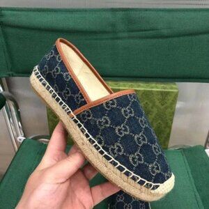 Gucci Denim GG Print Jacquard Espadrille Flats